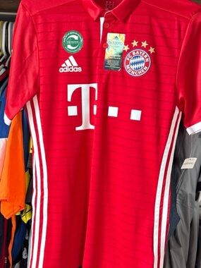 adidas Red and White Bayern Munich Inspired Soccer Jersey
